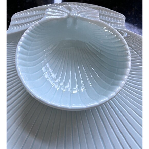 Dennis East International Mint Green Scallop Shell Beach Chip & Dip Tray Party - Picture 3 of 7